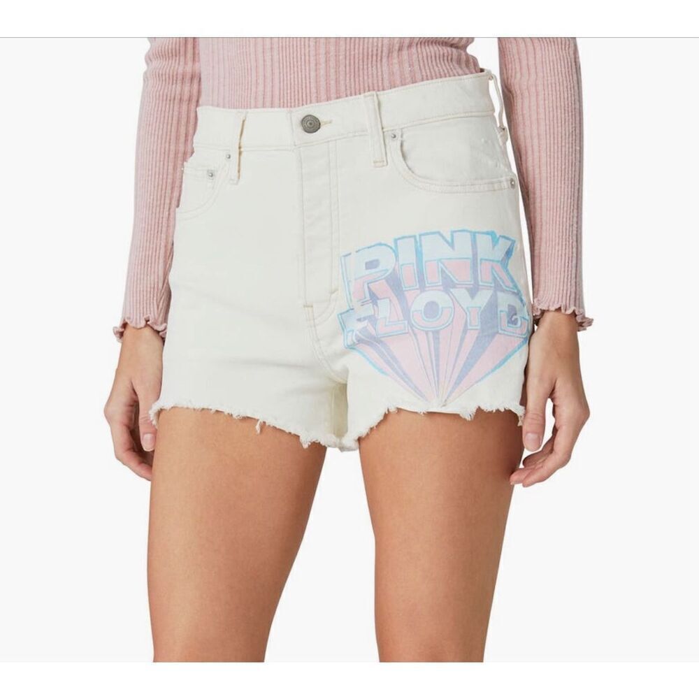 Lucky Brand Pink Floyd frayed high waist denim mom shorts size 4/27 NWT
